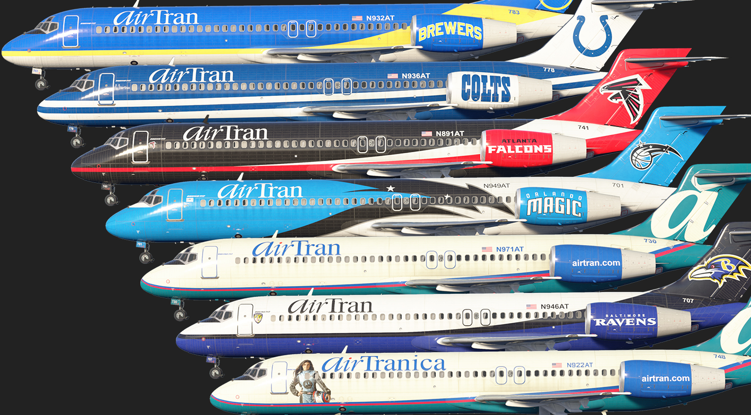717-200 AirTran Sports & Classics Livery Pack